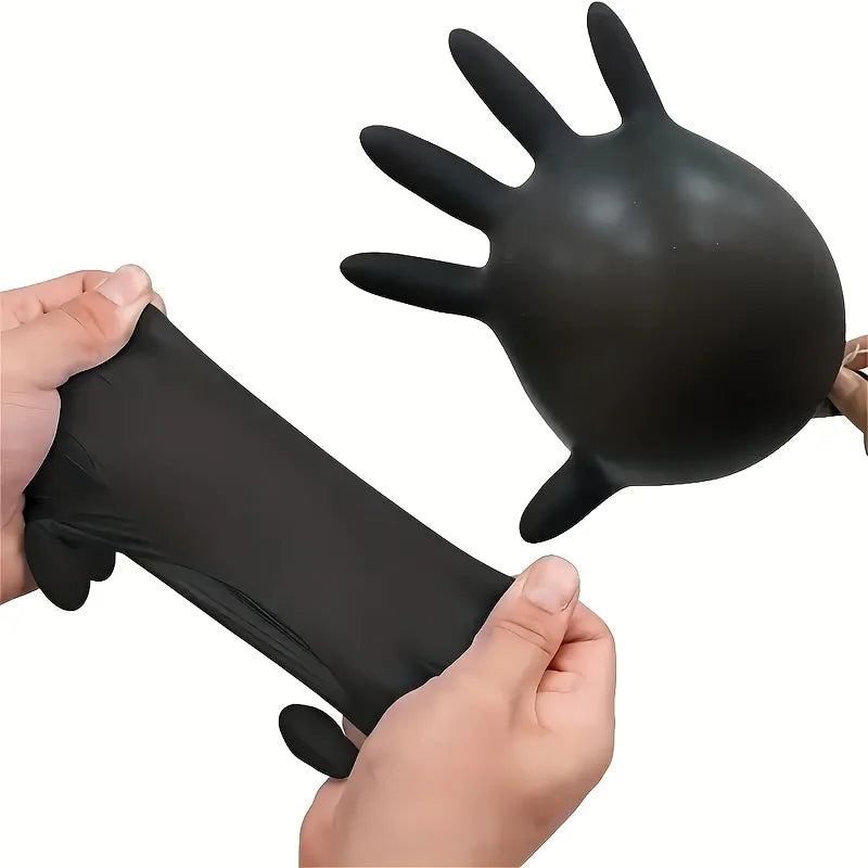100/50/20PCS Black Nitrile Gloves Thickened Disposable Gloves for Cleaning Hairdressing Waterproof Dishwashing Tattoo Gloves