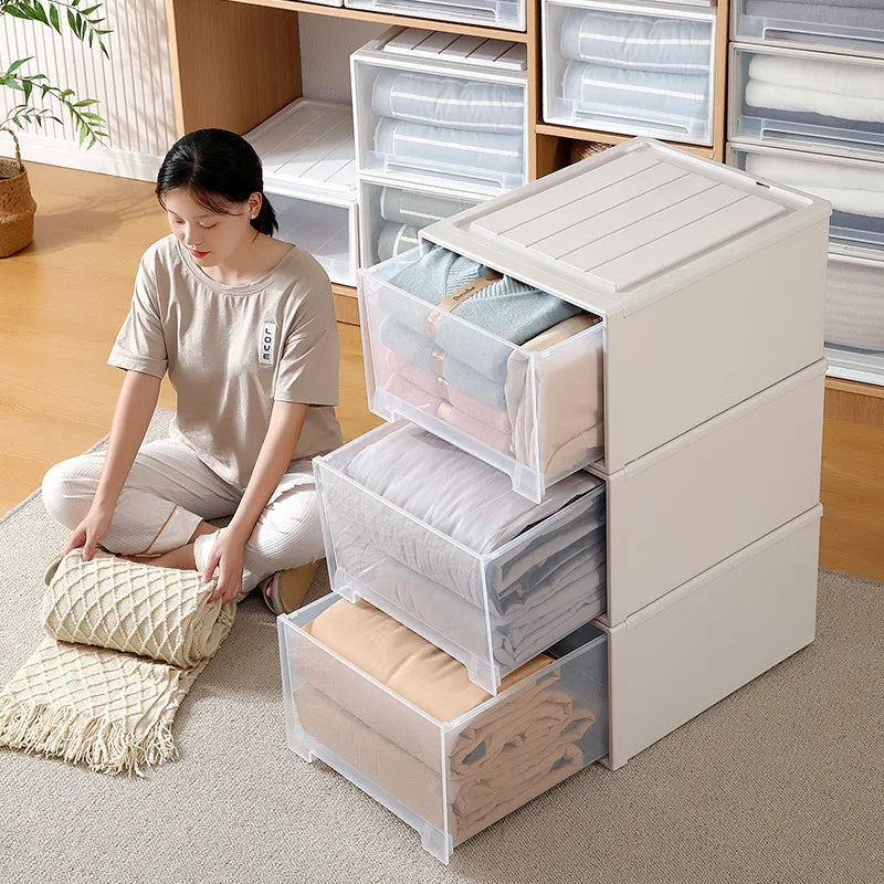 1pcs Drawer-type Storage Box, Single-layer, Combinable, Transparent, Cosmetics, Jewelry, Underwear, Clothing Storage Cabinet