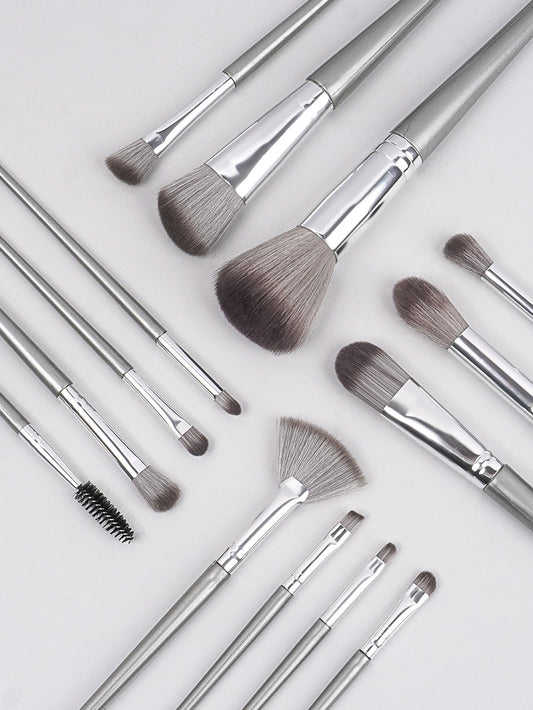 1 Set Of 14 Makeup Brushes Beginner's Eye Repair Powder High Gloss Concealer Shadow Full Set Of Soft Hair Brushes Carry A Box