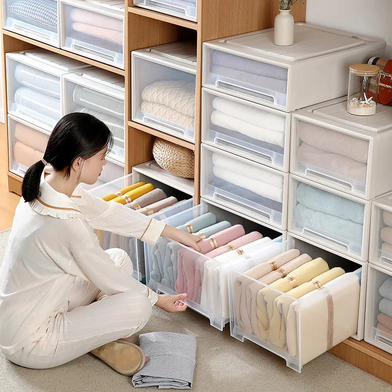 1pcs Drawer-type Storage Box, Single-layer, Combinable, Transparent, Cosmetics, Jewelry, Underwear, Clothing Storage Cabinet